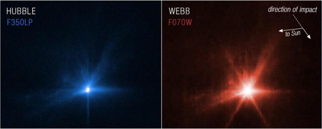 Así fue el impacto de DART contra el asteroide, desde los ojos del Hubble y el Webb