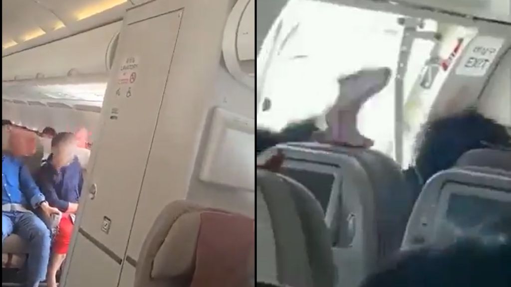 Hombre abre puerta de emergencia de avión en pleno vuelo | VIDEO