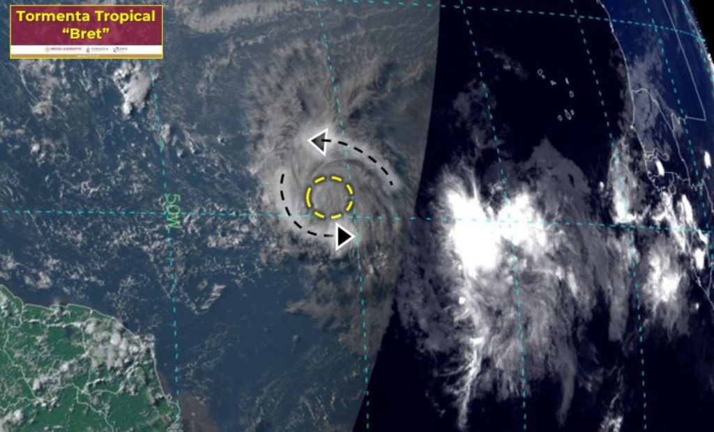 Imagen satelital de la Tormenta Tropical Bret.