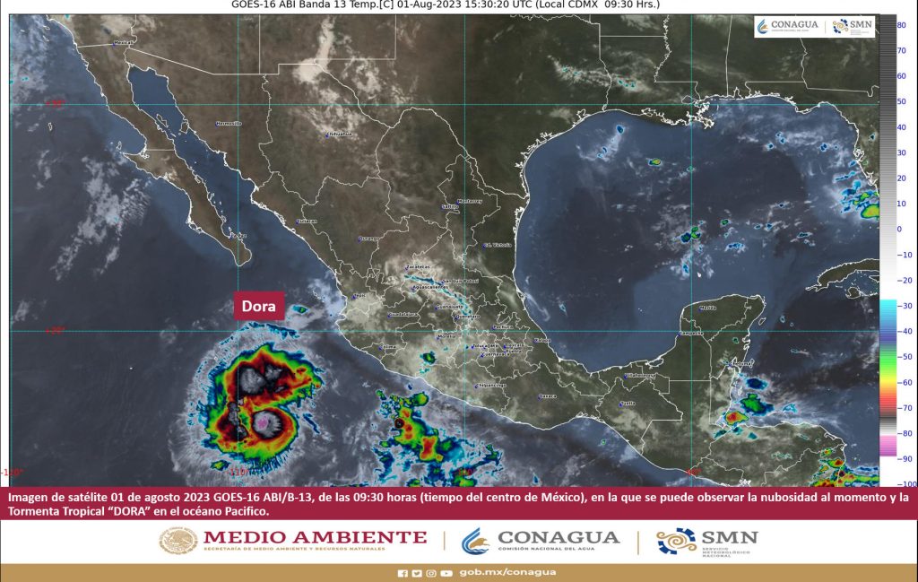 Imagen satelital de la Tormenta Dora
