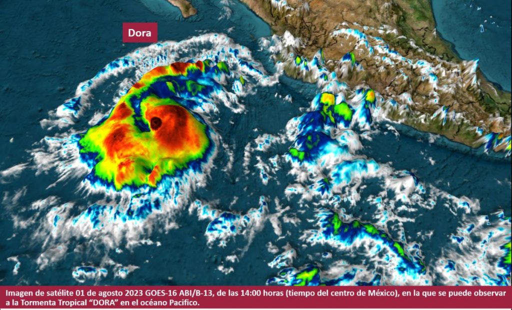 Imagen satelital del huracán Dora en el Océano Pacífico