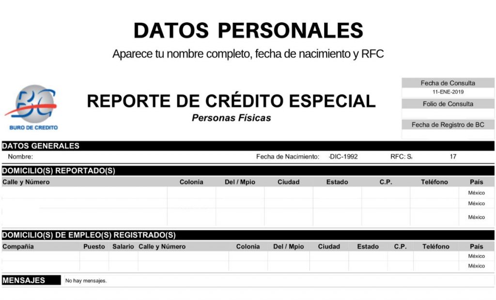 Reporte de crédito especial
