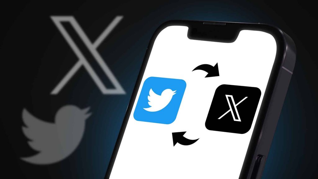 Celular con logos de Twitter y X