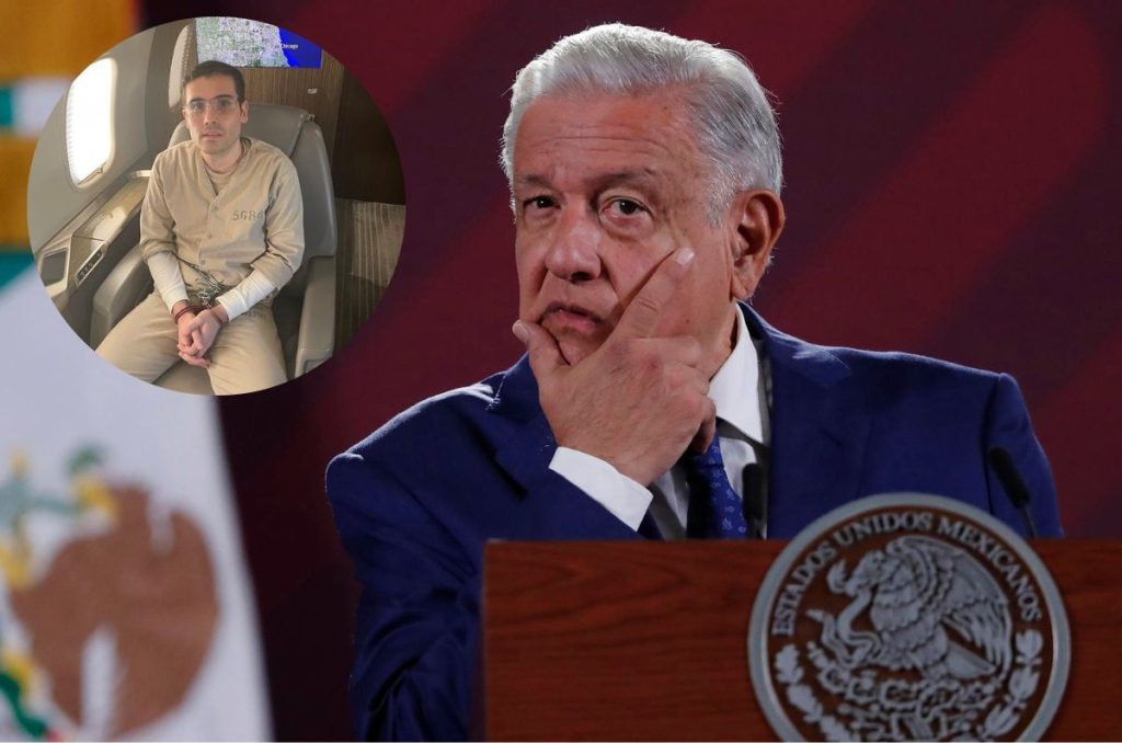 Collage entre fotografía del Presidente Andrés Manuel López Obrador y Ovidio Guzmán