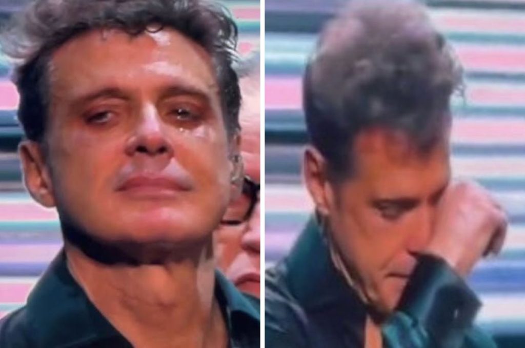 Luis Miguel captado llorando en pleno concierto.