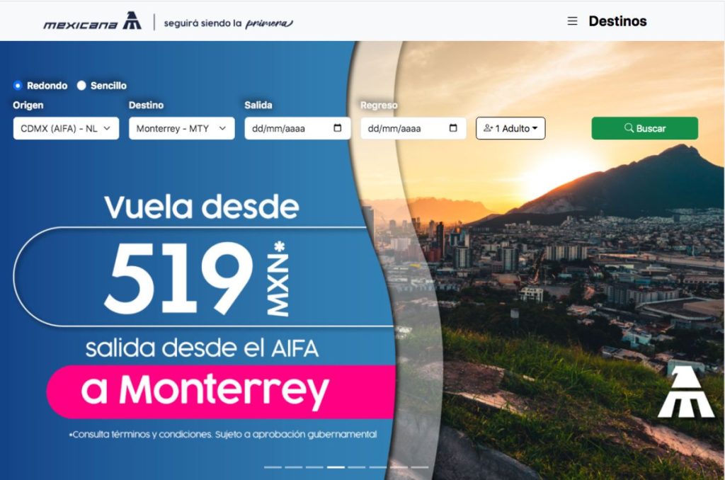 Interfaz de Mexicana de Aviación