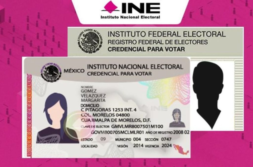 Ilustración de una credencial para votar del INE