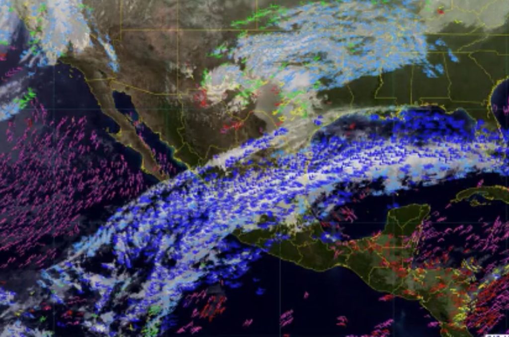 Mapa de México con frente frío ilustrado