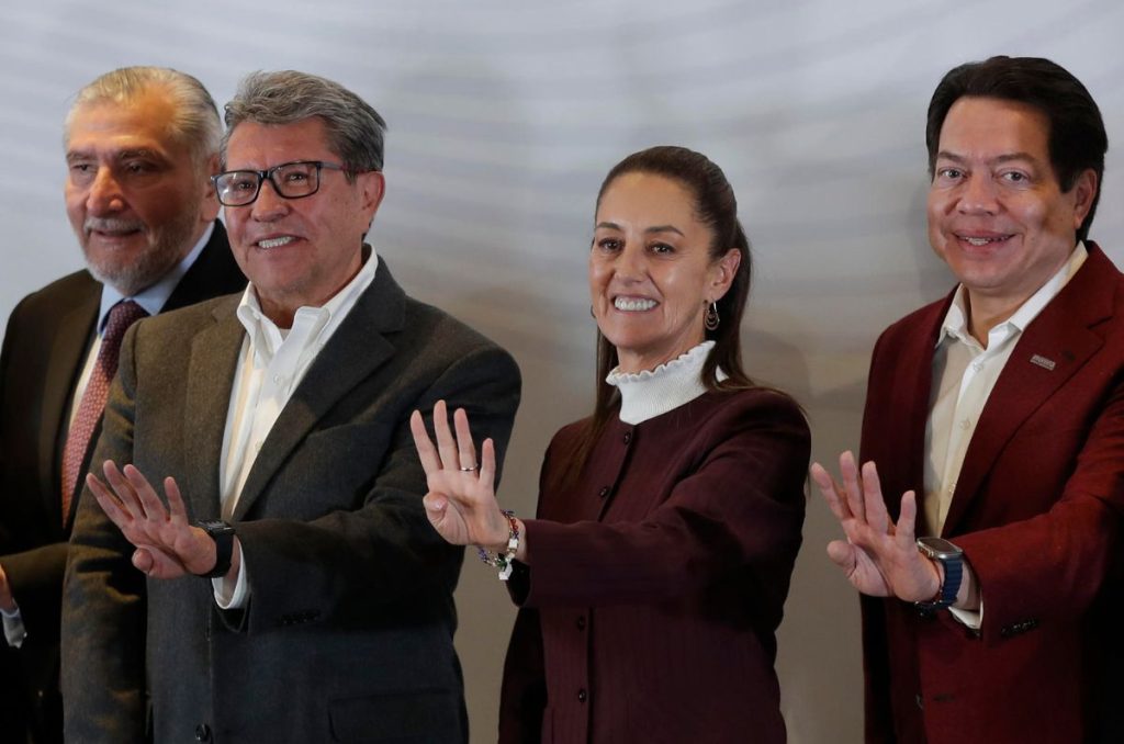 Claudia Sheinbaum, Ricardo Monreal, Mario Delgado y Adan Augusto Hernández.