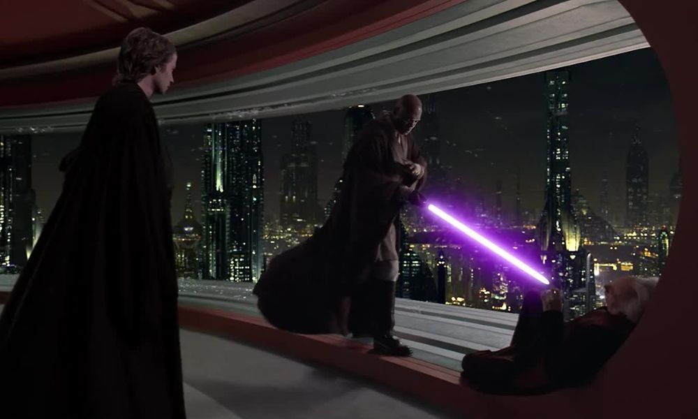 Escena de Mace Windu contra Palpatine