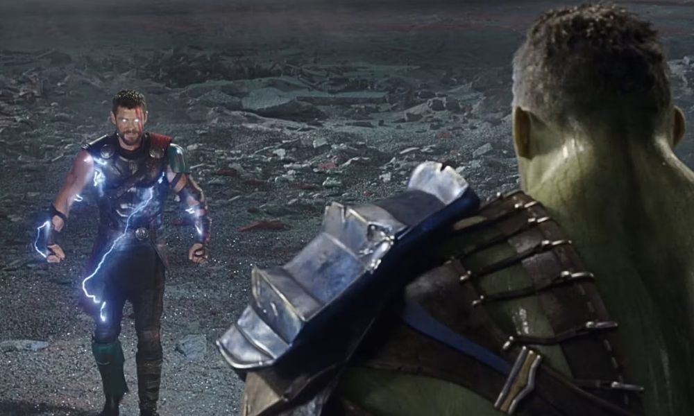 Escena de Thor contra Hulk