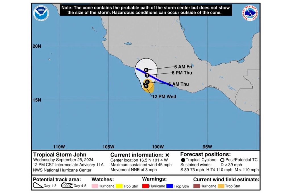 El ciclón John resurgió este miércoles como tormenta tropical y de acuerdo con el Servicio Meteorológico Nacional, impactará de nuevo México.