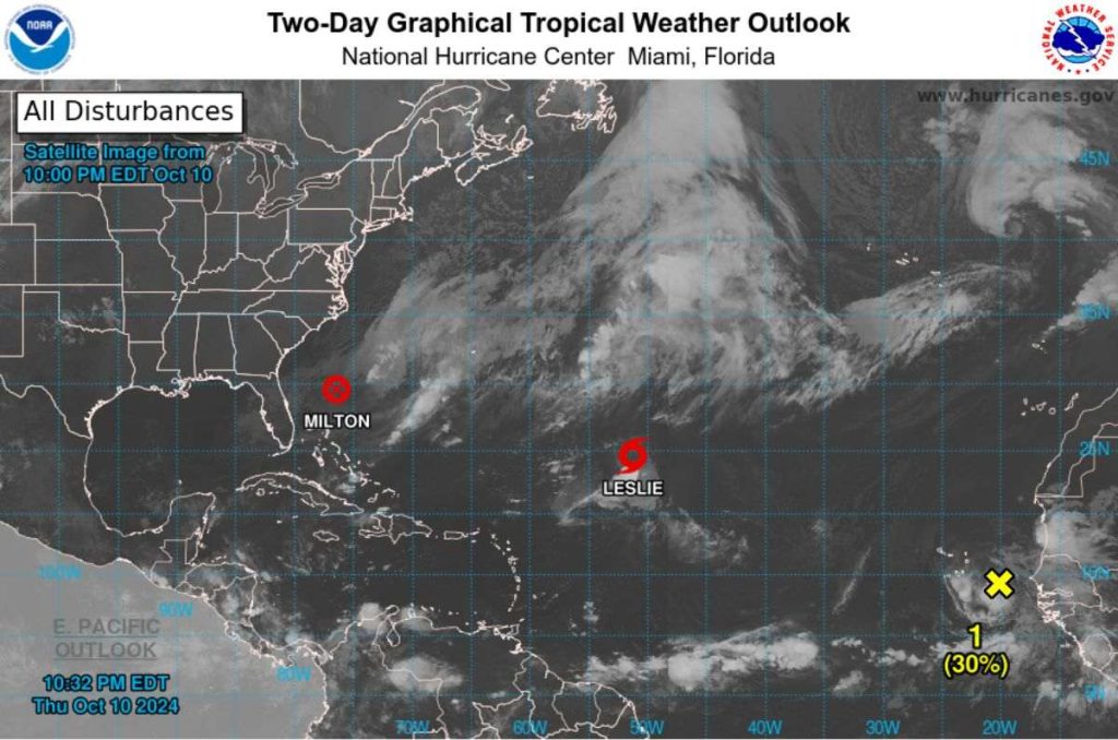 Tras el paso de Milton por las costas mexicanas, una nueva amenaza se acerca por el Atlántico, el huracán Leslie; ¿afectará México?