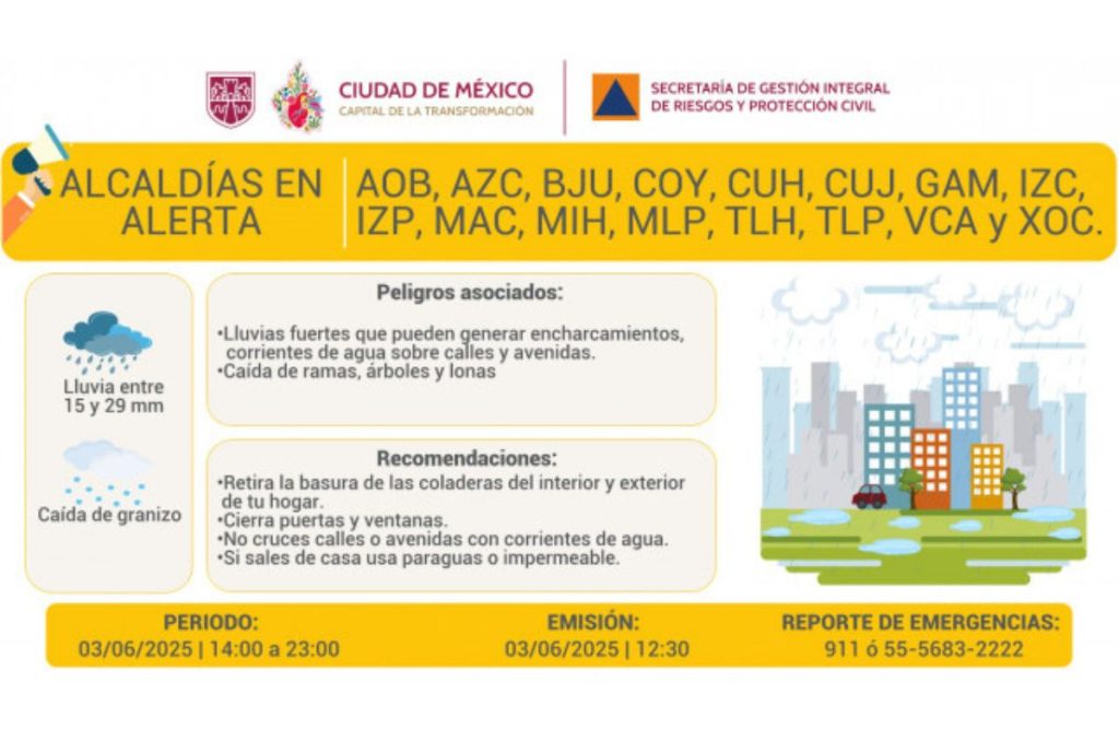 Nuevo aviso de Alerta Amarilla en CDMX