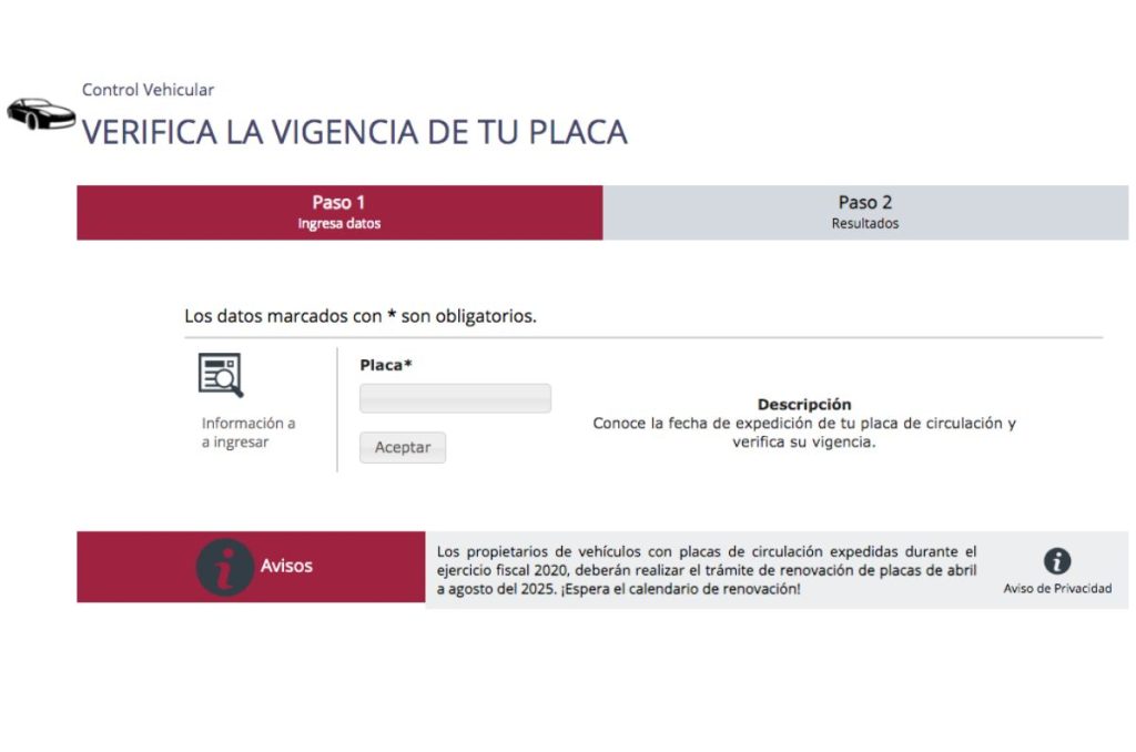 Vigencia de placas Edomex