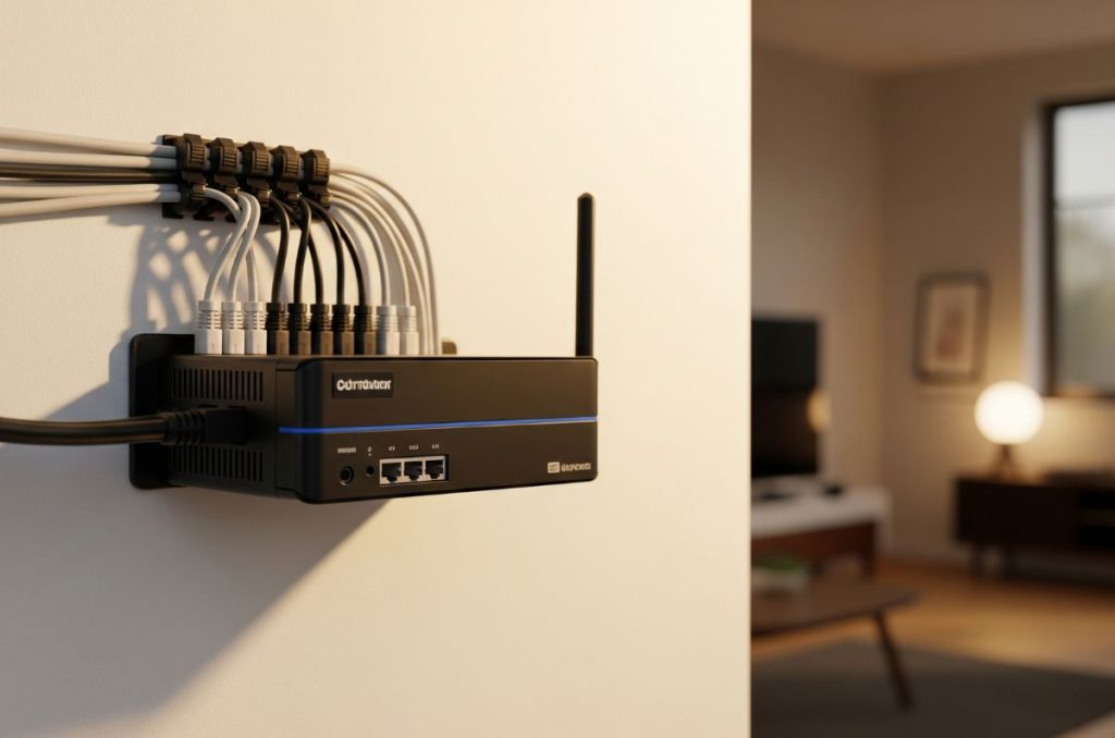 Módem colgado en la pared