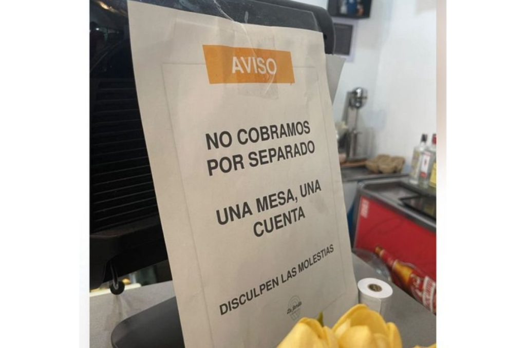 Restaurantes que no permiten cuentas separadas