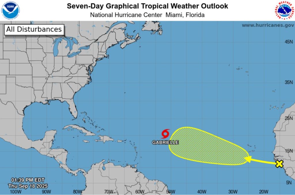 Avance de Gabrielle en el Atlantico