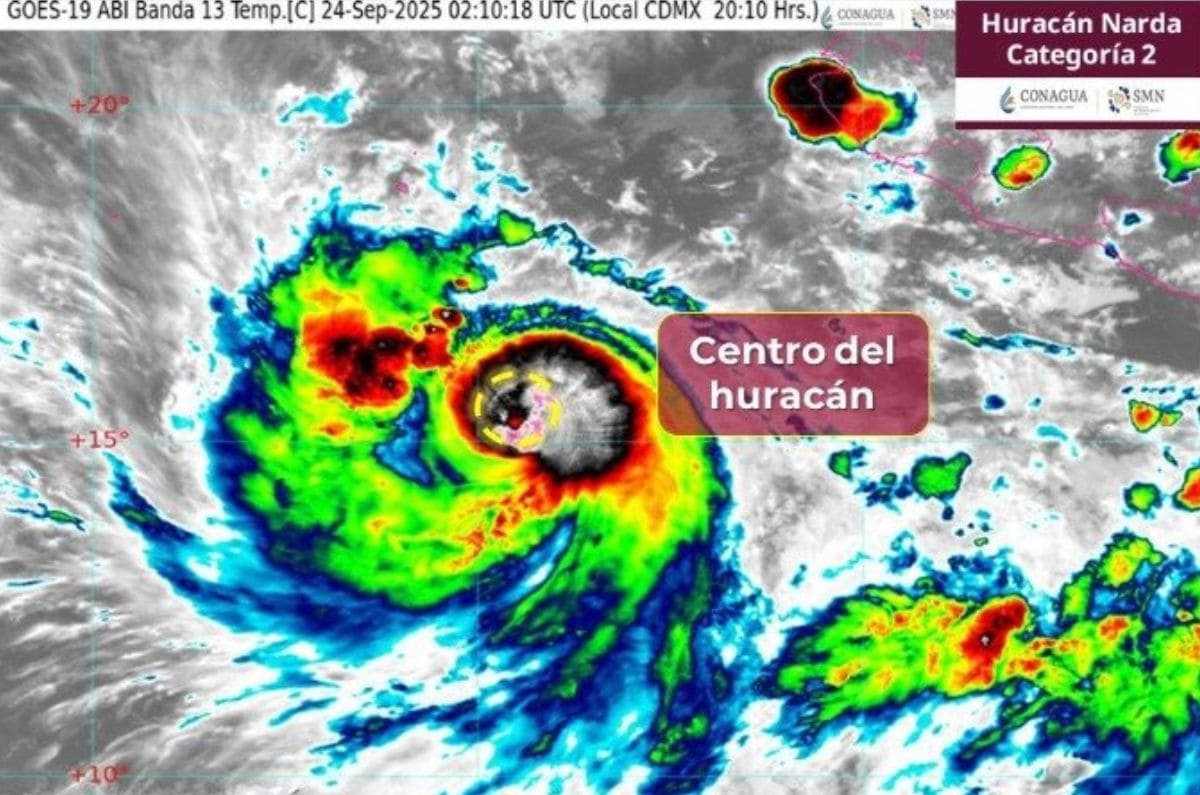 Narda se convierte en huracán categoría 2: Seguirán las lluvias fuertes en México