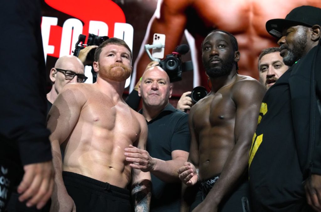 Pelea entre el Canelo y Crawford.