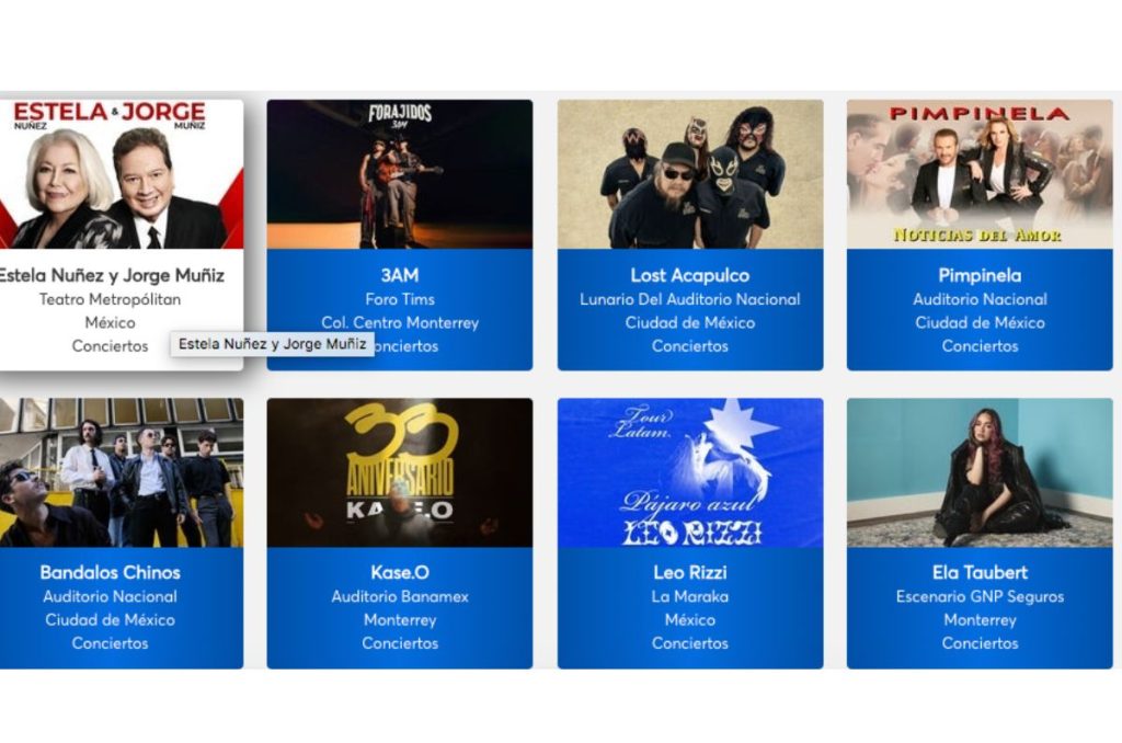 Conciertos disponibles en el jueves 2x1