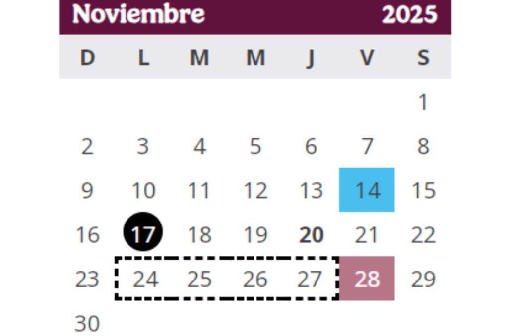 Dias de descanso en noviembre