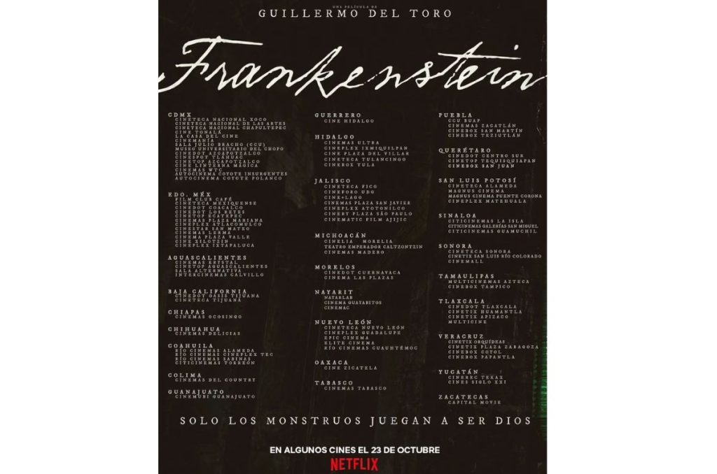 Lista de cines que si proyectaran Frankenstein