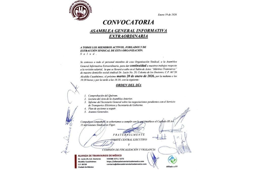 ATM convoca a asambleas para este martes