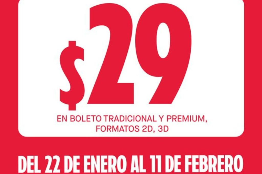 Boletos de cine as 29 pesos