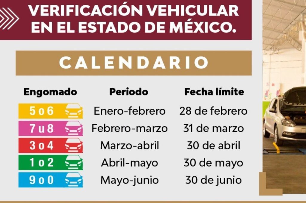 Calendario de verificacion en Edomex
