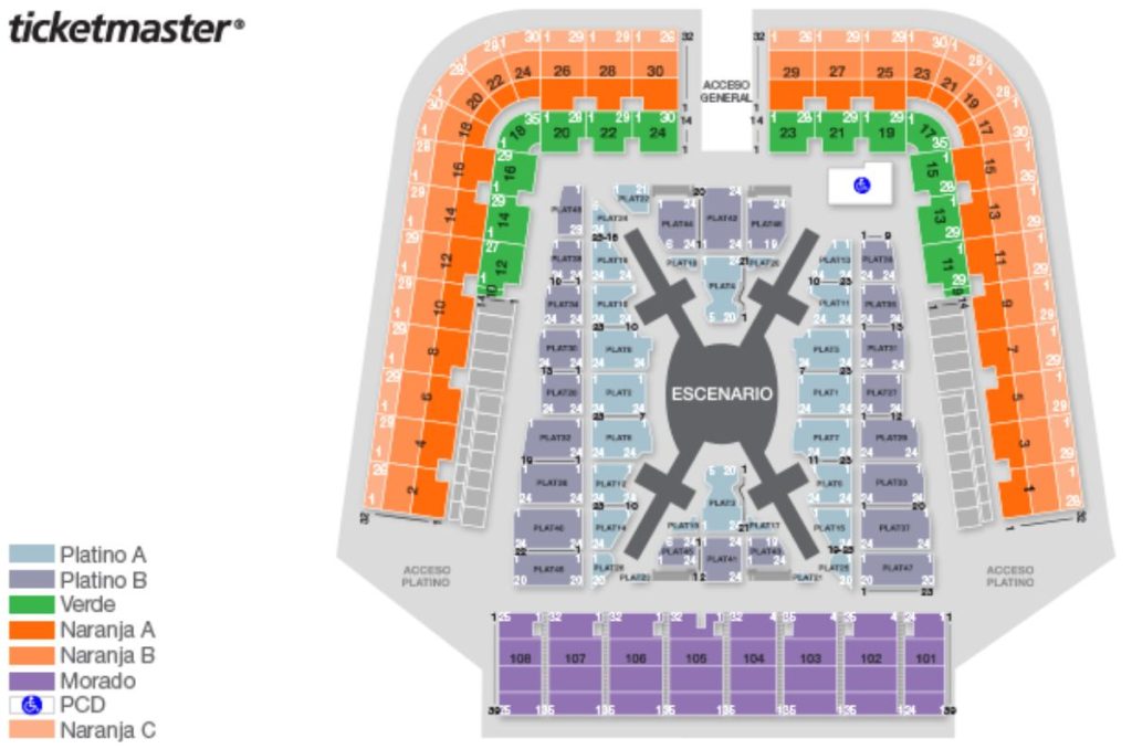 Mapa del Estadio GNP para BTS