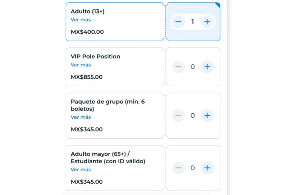 Precios de F1 La Exhibición