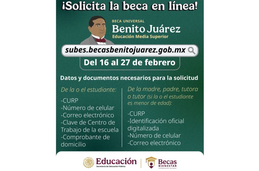 Beca Benito Juárez registro febrero