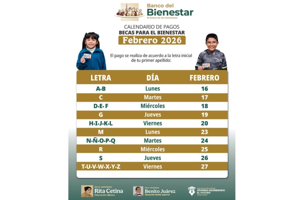 Calendario de pagos Becas Benito Juarez febrero 2026