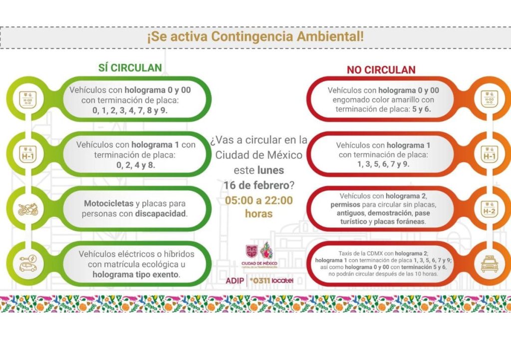 Hoy No Circula 16 de febrero