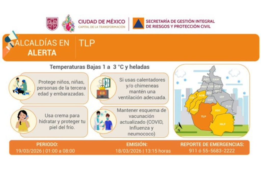 Alerta Naranja por frio en la CDMX
