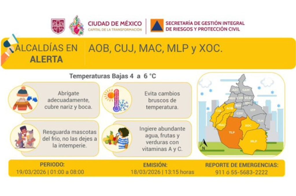 CDMX activa la Alerta Amarilla por frío