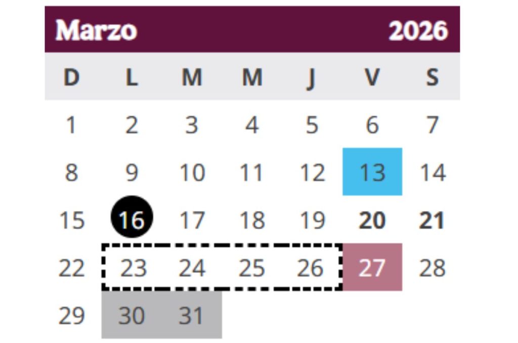 Calendario SEP de marzo