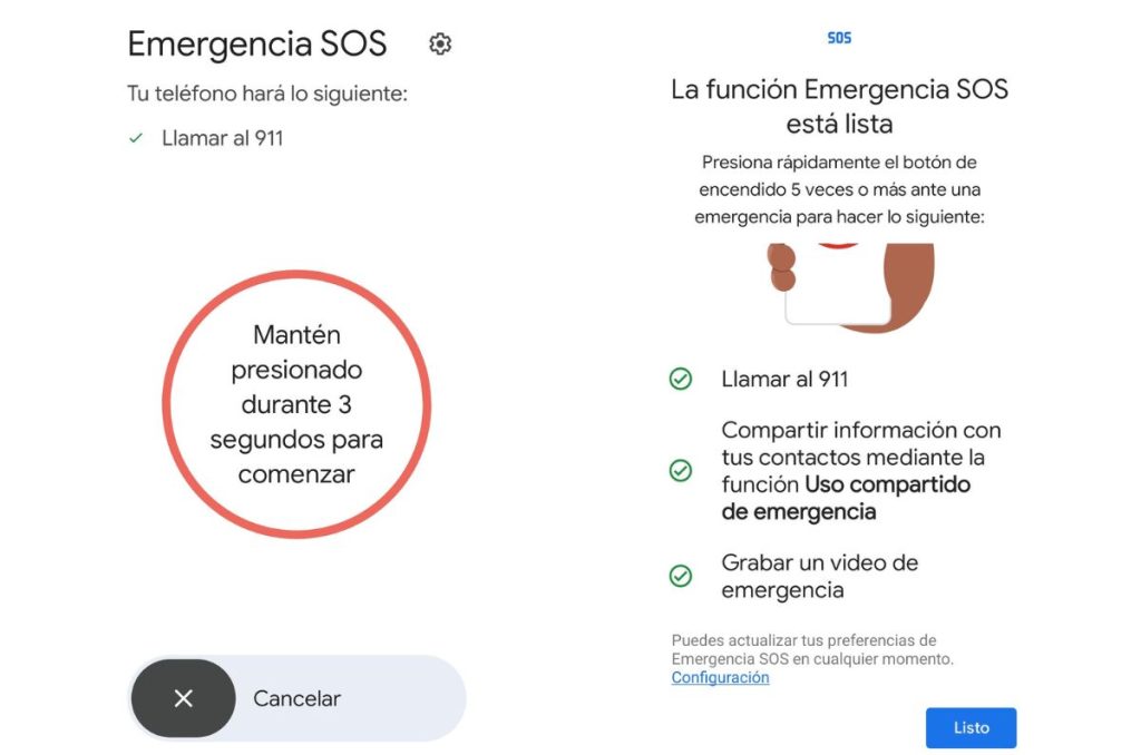 Como activar las funciones de emergencia en Android