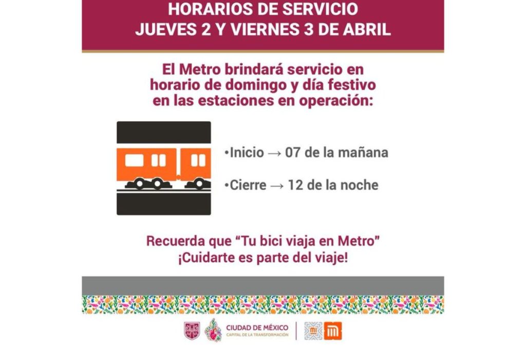 Horario especial del Metro por Semana Santa