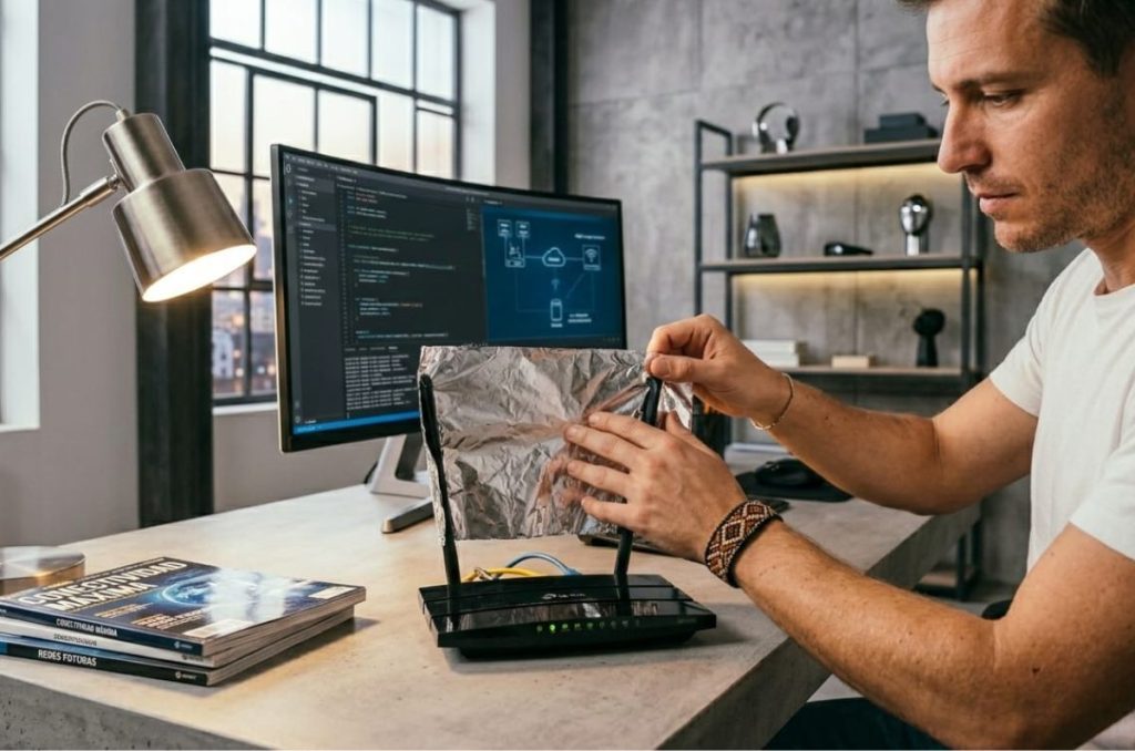 Papel aluminio en el modem de internet